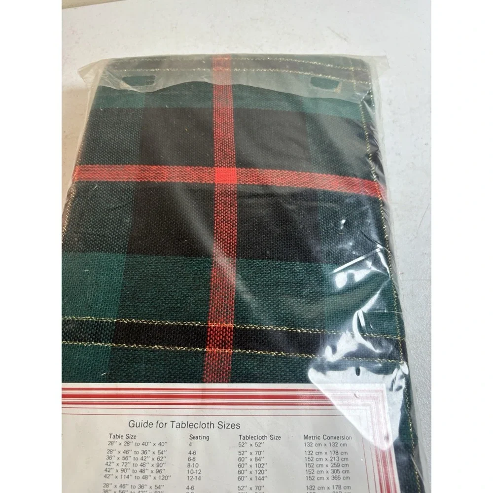 Lintex Balmoral Moire Plaid‎ Tablecloth Red/Green/Golf Oblong 60